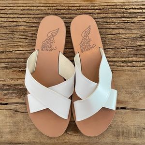 ANCIENT GREEK SANDALS White Thais Criss Cross